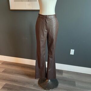 Meshki Tyra Chocolate Brown Faux Leather Pants — Straight Leg, Size L
